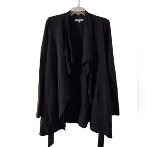 EUC Beautiful Black tie open front great cardigan jacket with pockets Size Large